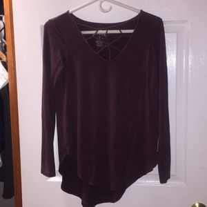 Purple AEO crisscross long sleeve top